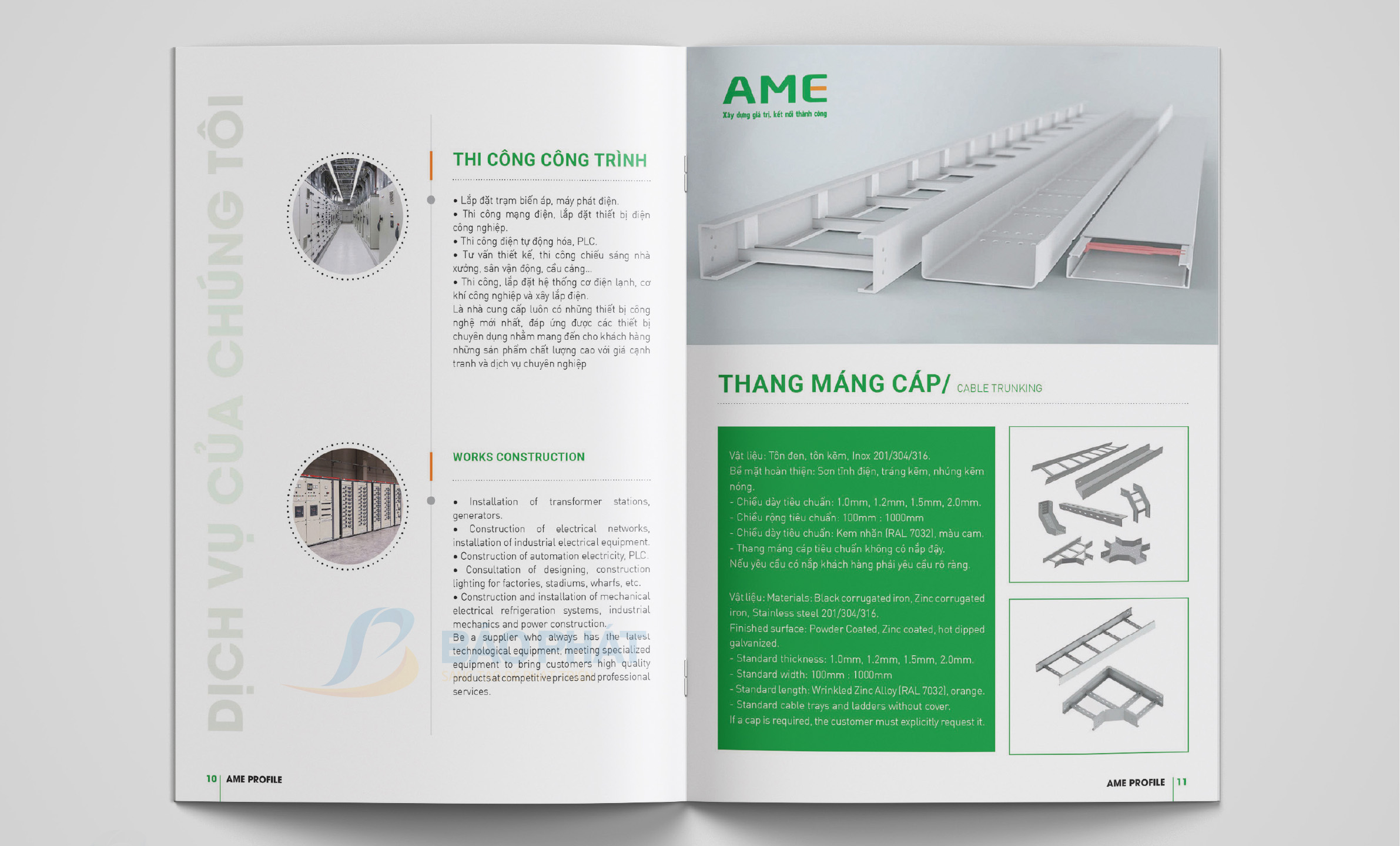 Sản phảm cung cấp thang máng cáp - Hồ sơ năng lực công ty thiết bị điện AME
